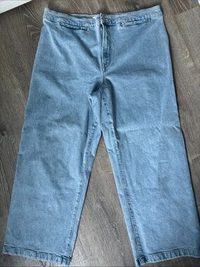 Madewell Emmet Wide Leg Light Blue Denim Trousers Jeans Welt Pocket Size 33